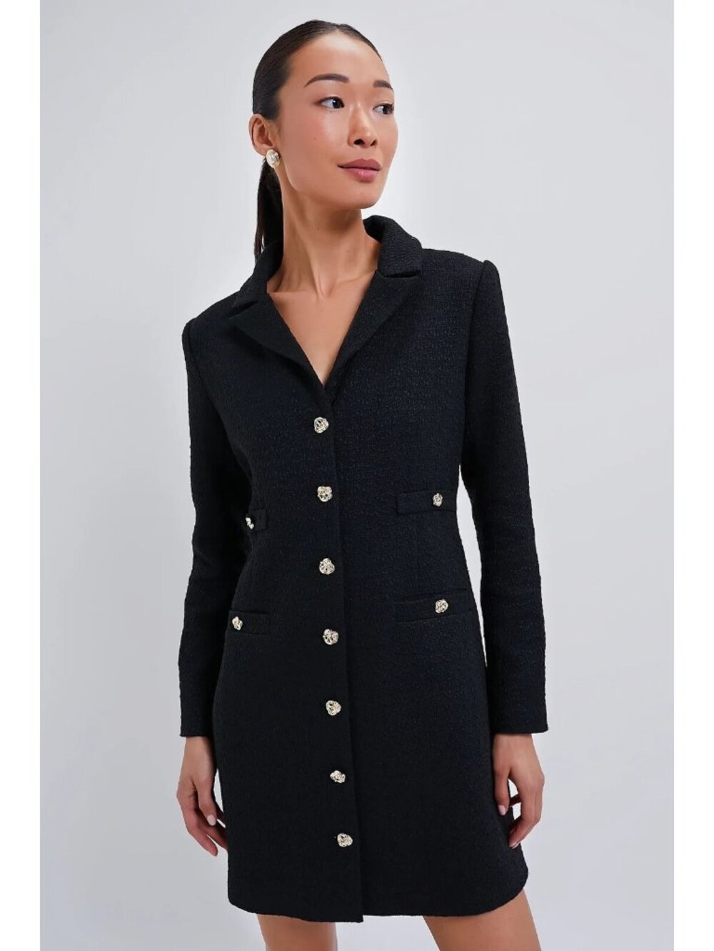 NWT Tuckernuck POMANDER PLACE Stacy in Noir Black Tweed Mini Dress M